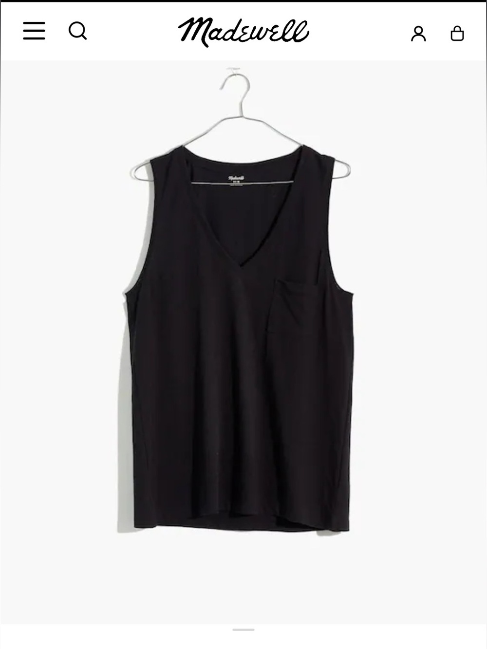 Whisper Cotton V-Neck Pocket Tank-True Black Size-M - Picture 4 of 4